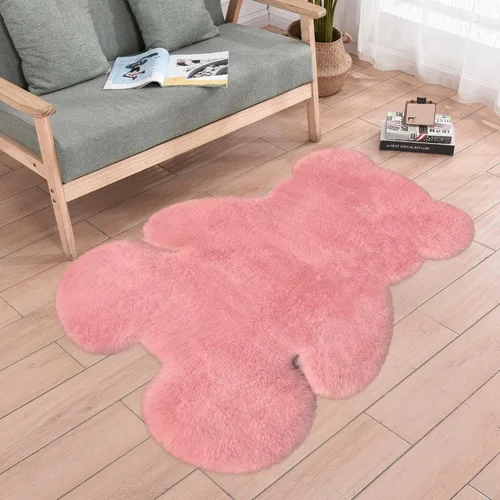 Vista 31 de Alfombra de pelo de oveja sintética de 2 pies, suave y esponjosa, bonita alfombra de felpa para guardería, habitación de niños y niñas, decoración