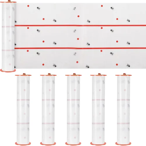 Vista 10 de Qualirey Trampas adhesivas gigantes para moscas, tiras para moscas para interiores y exteriores, cintas voladoras no tóxicas, mata mosquitos