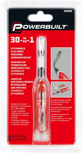 Vista 6 de Powerbuilt Destornillador de precisión extensible flexible 30 en 1, eje de transmisión flexible, se extiende para espacios reducidos, Torx