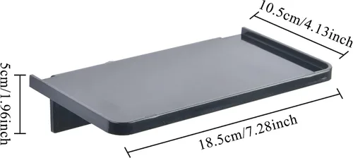 Vista 2 de Estante de pared adhesivo – Pequeño estante de acrílico transparente adhesivo montado en la pared, estantes para teléfono, estante de toallitas