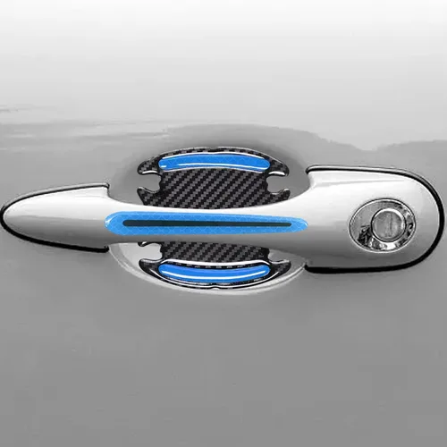 Vista 4 de 8 protectores 3D para manija de puerta de automóvil, calcomanías reflectantes a rayas antiarañazos, protector universal adecuado para automóviles