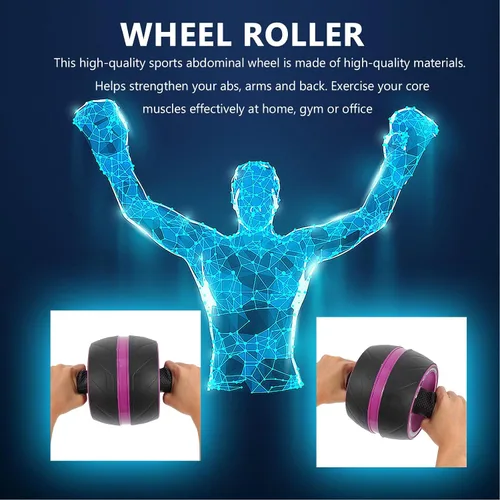 Vista 4 de CHILDWEET Ab Roller Wheel with Extra Mat for Home Fitness Core Workout Comfortable Handle Abdominal Training Equipment for Strengthening Abs Back
