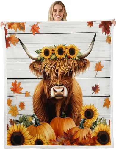 Vista 17 de Manta de temporada de otoño para niños y niñas, bonito forro polar de conejo de dibujos animados, regalos de feliz día de Acción de Gracias