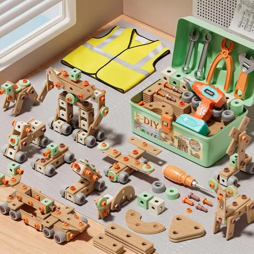 Vista 9 de CUTE STONE Juego de herramientas para niños de 168 piezas con taladro