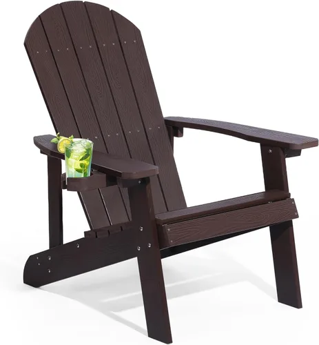 Vista 17 de Silla Adirondack, sillas de plástico resistentes a todo tipo de clima, con soporte para tazas, 5 pasos fáciles de instalar, sillas de exterior