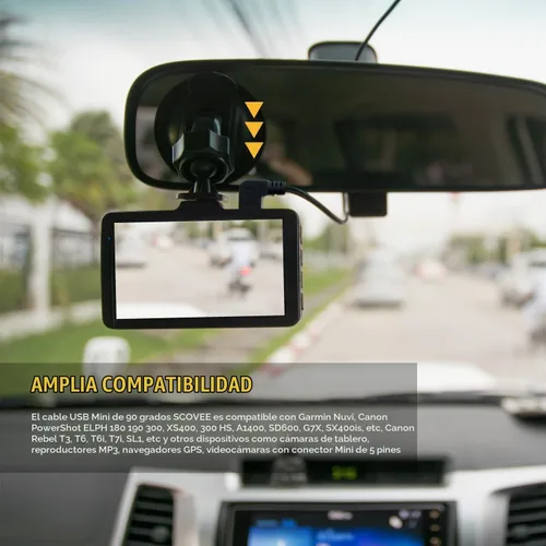 Vista 5 de Eanetf Cable mini USB de 90 grados, paquete de 3 unidades para Dash Cam