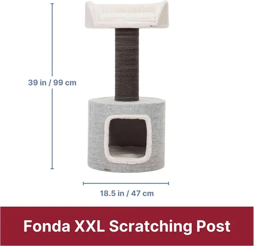 Vista 4 de Trixie Fonda Rascador para gatos de 39 pulgadas, rascador para gatos con base de tela suave y cuerda de sisal duradera, para gatos grandes con base