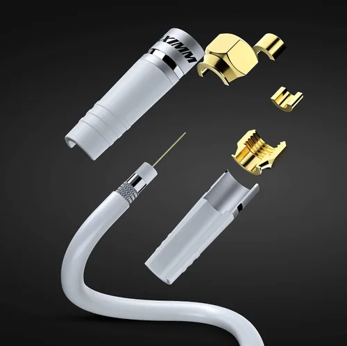 Vista 2 de Cable coaxial RG6, triple blindado, sin oxígeno, cable de cobre para TV, Internet y más, cable coaxial flexible de 1.5 pies, color blanco