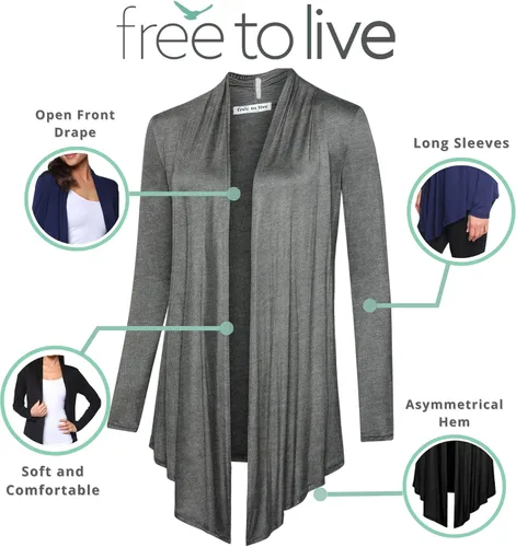 Vista 2 de Free to Live, Paquete de 3cárdigan livianos, abiertos en el frente para mujer, fabricados en EE.UU.
