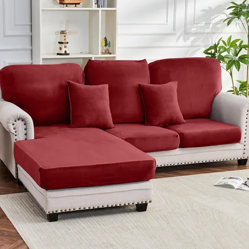 Vista 22 de Funda para Sofá de Terciopelo Elástico Funda de Cojín de Sofá 1 Pieza - Funda Elástica Lavable para Asiento o Respaldo, Fundas de Asiento para Sofás