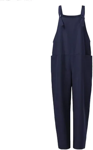 Vista 5 de Overol casual de verano para mujer, con línea de algodón, estampado bohemio, correa ajustable, holgado, con vuelo, para vacaciones, playa