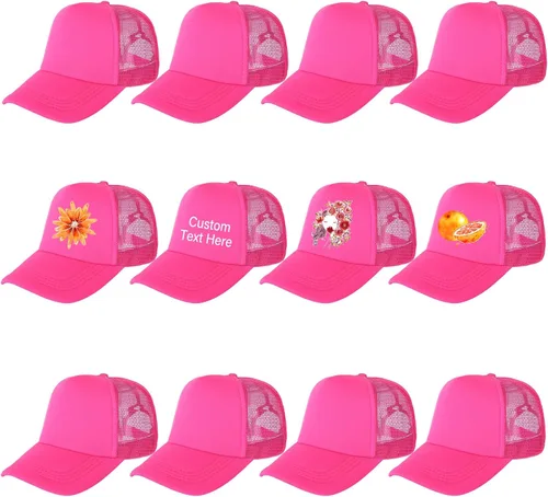 Vista 14 de Ultrafun Paquete de 12 sombreros de camionero de verano de malla sublimación en blanco, gorras de béisbol ajustables para hombres y mujeres