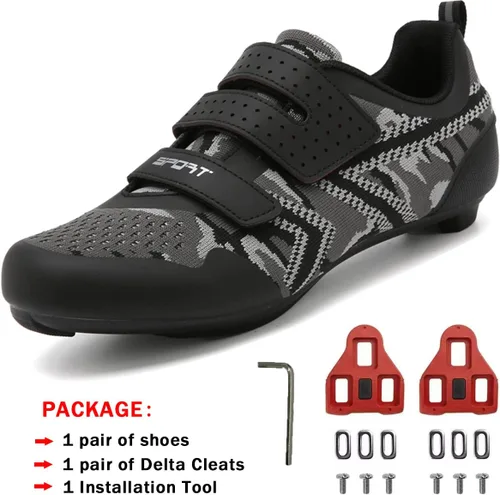 Vista 2 de Zapatos de ciclismo para hombre y mujer, compatibles con Peloton, zapatos de equitación para interiores, zapatos de bicicleta de carretera