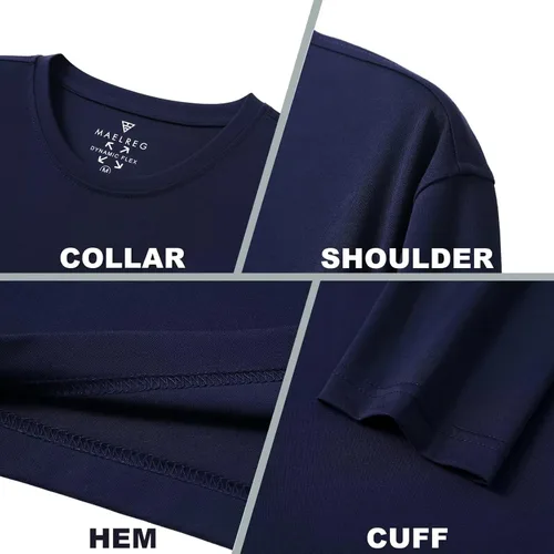 Vista 3 de M MAELREG Camiseta para hombre que absorbe la humedad, manga corta y larga, ligera, casual, cuello redondo, camisetas de golf para hombres
