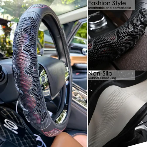 Vista 5 de XHRING Funda para volante para Ford F150 F250 Raptor F250 Super Duty F350 Expedition Accesorios F150 XL XLT Lariat King Ranch Platinum Limited