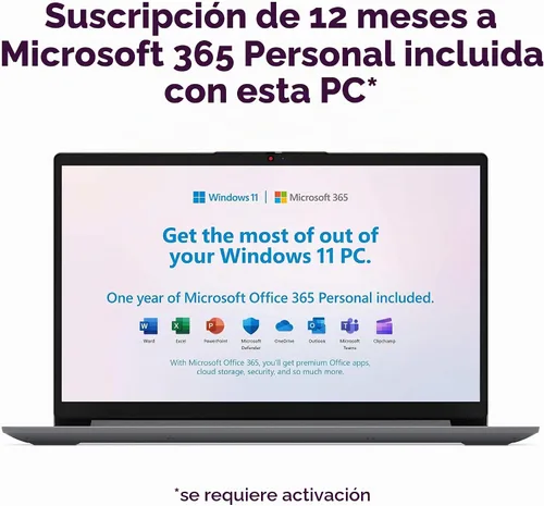 Vista 5 de Lenovo IdeaPad 1i - Computadora portátil de 15.6 pulgadas, 8 GB de RAM