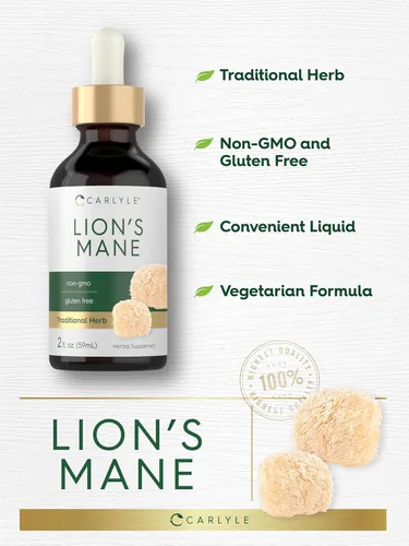 Vista 4 de Carlyle Lions Mane Mushroom Suplemento Gotas líquidas 2 fl oz