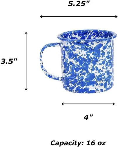 Vista 2 de Crow Canyon Home Splatter Enamelware - Taza grande de 16 onzas, color negro