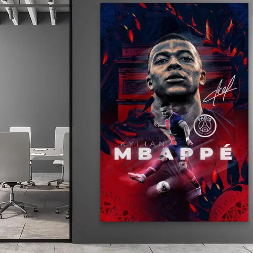 Vista 5 de Mbappe - Póster deportivo de superestrella de fútbol, lienzo de los años 90, arte de pared, decoración estética, pósteres de 08 x 12 pulgadas