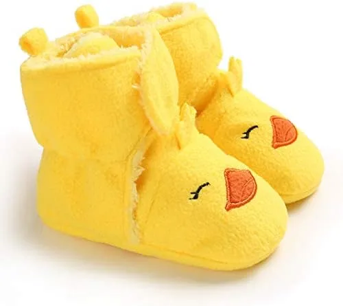 Vista 5 de iDzn Botines de forro polar para bebés y niñas, diseño de elefente, zorro, pato, panda, oveja, zapatos para recién nacidos, calzado para bebés