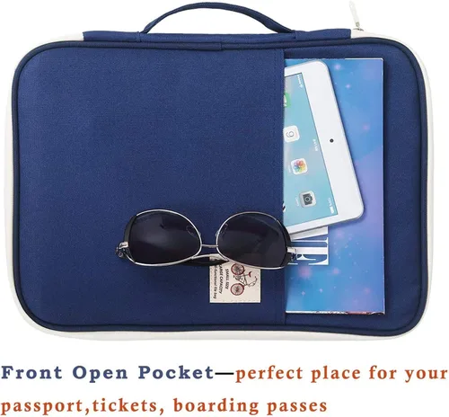 Vista 4 de JAKAGO Cartera de viaje A4 Organizador de documentos multifuncional con cremallera para suministros de oficina (azul)