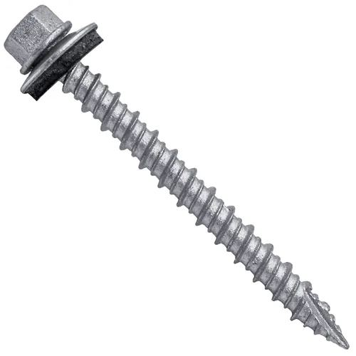 Vista 131 de Tornillos para techos de metal gris ABC 10 x 1 - Cabezal hexagonal - Arandela EPDM - Arandela de arranque automático/roscado - 1 bolsa - 250