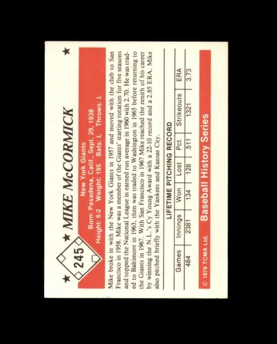 Vista 2 de Mike McCormick Signed 1979 TCMA History Series New York Giants Autograph