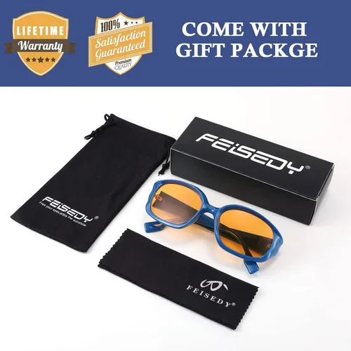 Vista 7 de FEISEDY Gafas de sol deportivas envolventes de moda con marco rectangular grueso, gafas funky para mujeres y hombres B2831