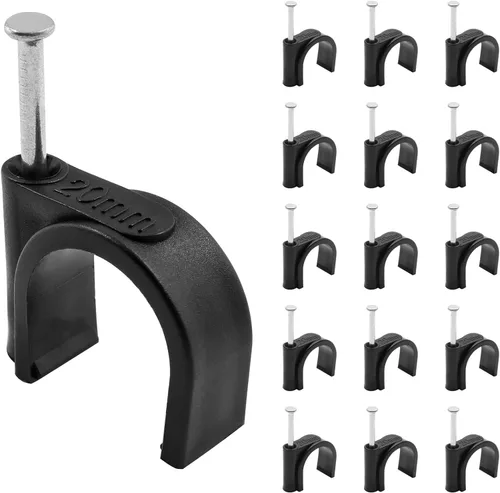 Vista 12 de Clips de alambre de cable Ethernet plano con clavo, 0.551 in, blanco, 100 unidades Abrazaderas de cable coaxiales individuales, gestión de cables