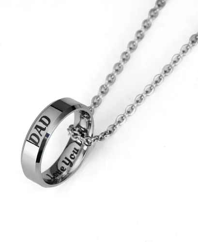 Vista 2 de YEEQIN Collar con colgante de anillo con texto en inglés "I Love You" para mamá, papá, hija, hijo, regalo para miembro de la familia