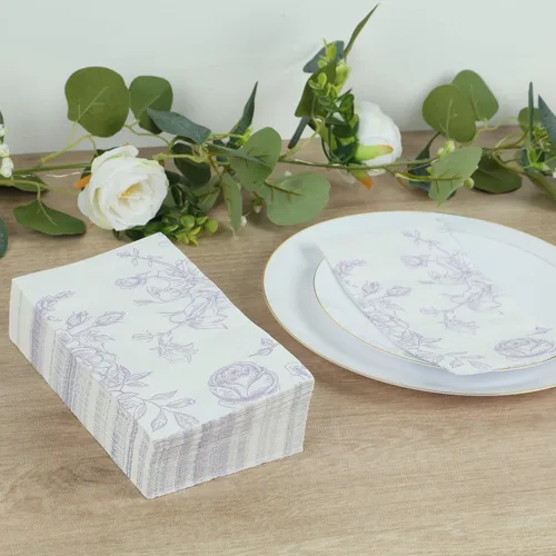 Vista 9 de Efavormart - Paquete de 20 servilletas de papel con estampado de hojas de eucalipto verde con una textura suave de 2 capas absorbente para bodas