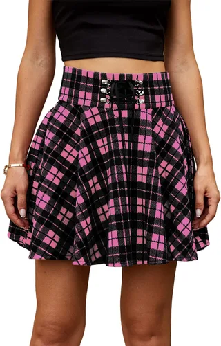 Vista 2 de BRUBOBO - Falda corta a cuadros, de estilo gótico o de colegiala, ideal para disfraz o cosplay para mujer