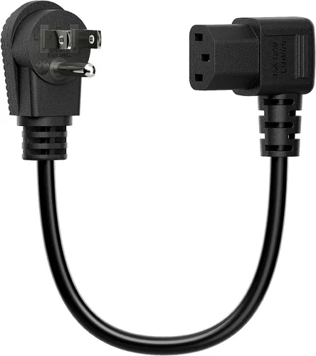 Vista 9 de Cable de alimentación en ángulo recto Nema 5-15P a IEC 320 C13, cable de alimentación de CA macho de 3 clavijas a hembra IEC de ángulo recto de 1 pie