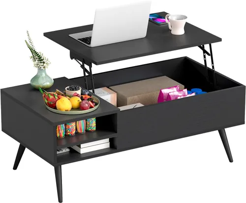 Vista 8 de [Usado] FDW Mesa auxiliar redonda de 2 niveles moderna de madera con almacenamiento para sala de estar, dormitorio u oficina, mesa de centro Marrón