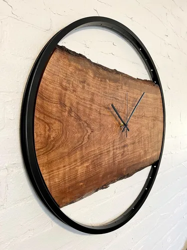 Vista 2 de 22" Live Edge Clock Large Wall Clock for Entryway Fireplace Mantel Decoration Bedroom Wall Clock