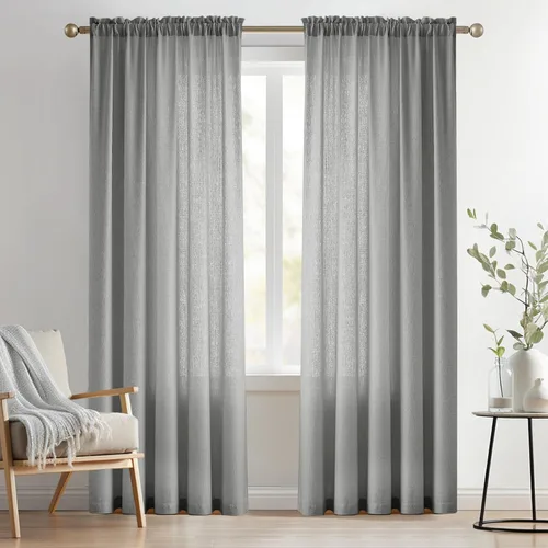 Vista 10 de Melodieux Cortinas de Niveles Semitraslúcidas Negras de 24 Pulgadas de Largo para Cocina, Cafetería, Dormitorio, Ventanas Pequeñas, Aspecto de Lino