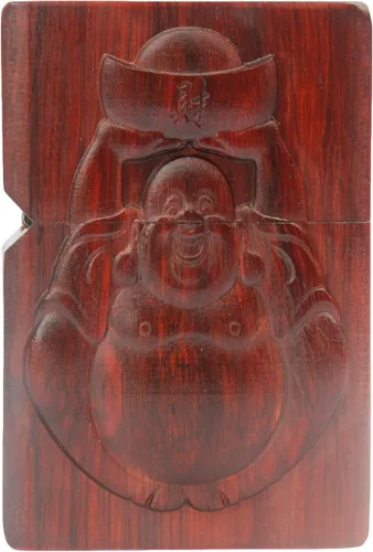 Vista 25 de Caja de carcasa de madera natural Huanghuali tallada en palisandro para módulo Zippo (oración budista)