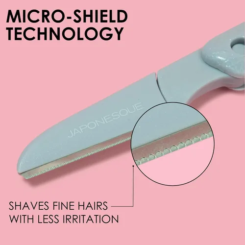 Vista 4 de JAPONESQUE Maquinillas de afeitar faciales plegables Dermaplaner - Juego de 3 piezas, kit de maquinilla de afeitar para cejas y cabello facial - Una