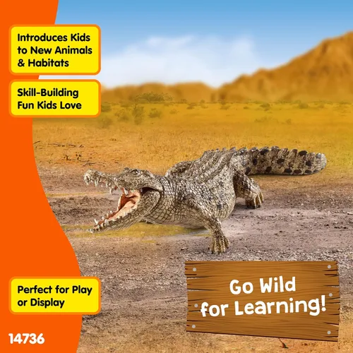 Vista 5 de Schleich Wild Life, juguete realista de animales salvajes para niños y niñas, figura de juguete de cocodrilo con mandíbula móvil