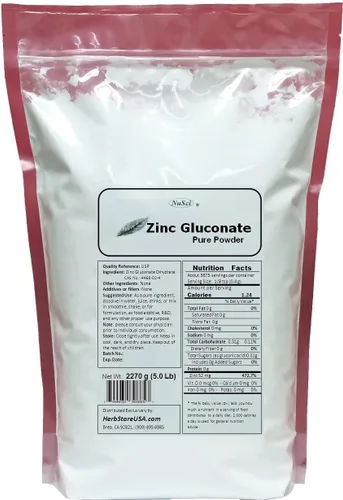 Vista 2 de Polvo de gluconato de zinc 100% puro apoya las funciones enzimáticas (3.52 onzas)