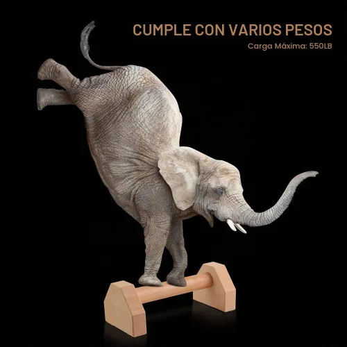 Vista 4 de Soporte de flexión, 2 barras de madera para flexiones, base antideslizante, equipo de entrenamiento en casa, 11.8 pulgadas, mango de paraletas