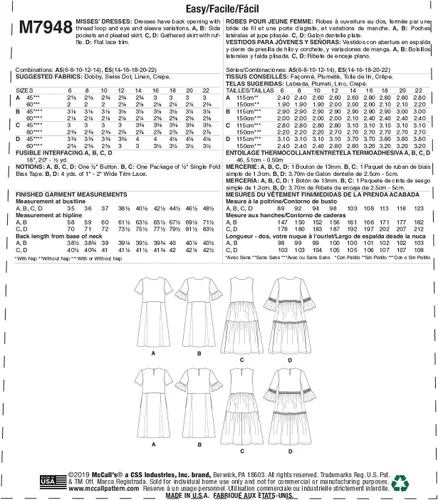 Vista 2 de McCall's Patterns McCall's - Vestido plisado hasta la rodilla para mujer, tallas 6-14, patrón de costura, color blanco