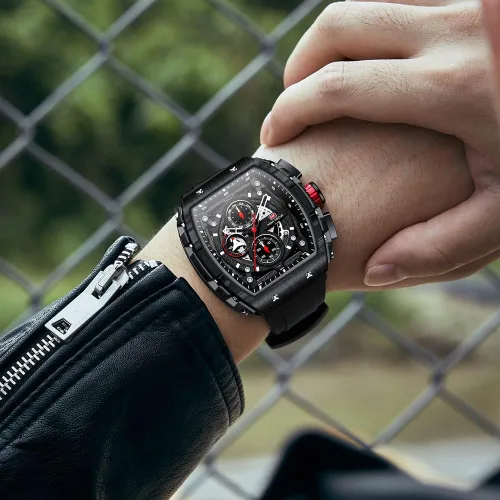 Vista 2 de Mini Focus Mens Watches 3ATM Waterproof Chronograph Movement Watches with Silicon Strap Gifts for Men