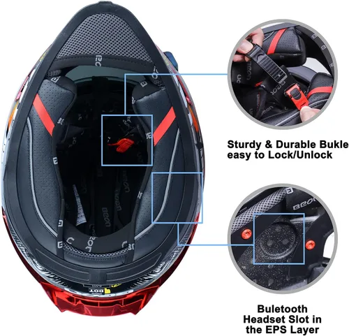 Vista 5 de BEON Full Face Motorcycle Helmet, Street Bike Helmet with Clear&Tinted Visors and Multiple Vents, Motocross Casco DOT Approved for Adult Men Women