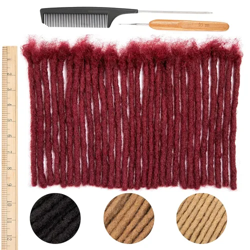 Vista 49 de DAIXI 0.2cm y 0.4cm y 0.6cm y 0.8cm de grosor 4-18 pulgadas 10 hebras extensiones de rastas de cabello humano 100% real para hombres/mujeres