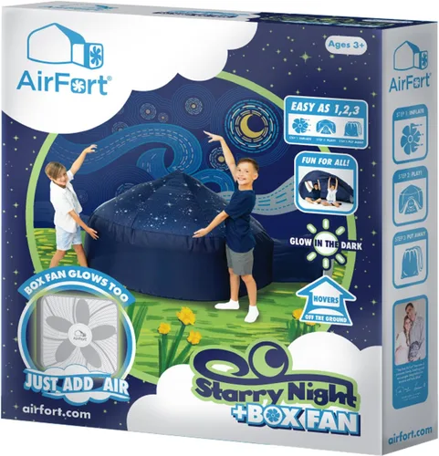 Vista 8 de AirFort - Fuerte inflable para niños, se construye en 30 segundos, tienda de campaña para jugar a partir de 3 años (pelota de playa azul)