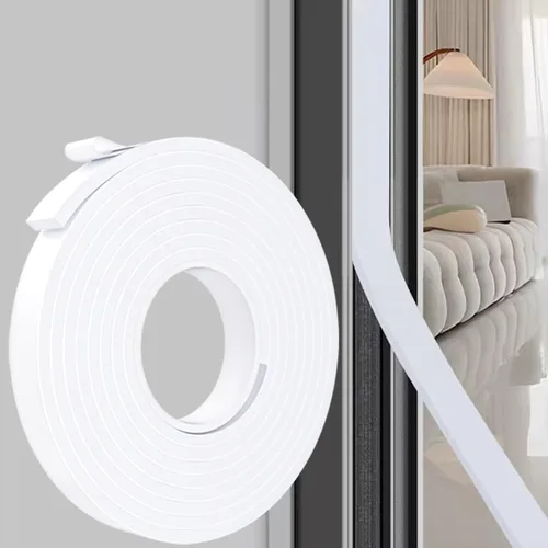 Vista 9 de Burlete Sello para Puerta Blanco, 1 Pulgada de Ancho X 1/4 Pulgada de Grosor, Sello de Ventana de Aire Acondicionado, Cinta de Espuma Autoadhesiva