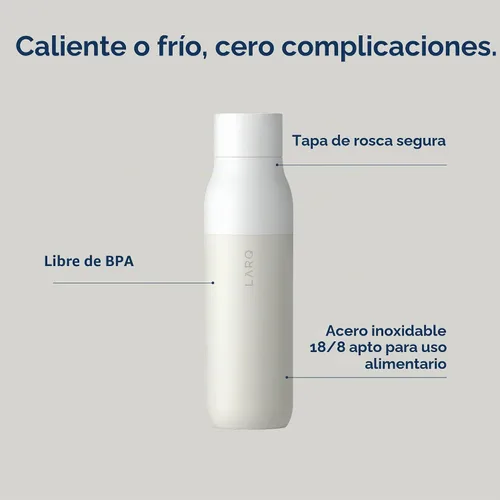 Vista 2 de LARQ Bottle Twist Top - Botella de agua aislada de acero inoxidable de 17 onzas, sin BPA, botella de agua reutilizable para campamento, oficina