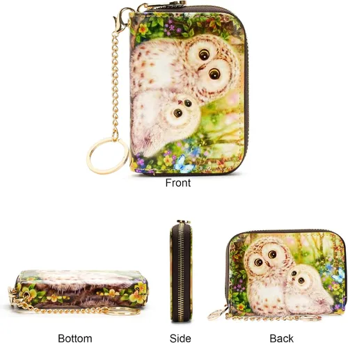 Vista 2 de APHISON - Tarjetero con protección RFID, carteras , funda para tarjetas de cuero con cremallera para mujerniñacaja regalo
