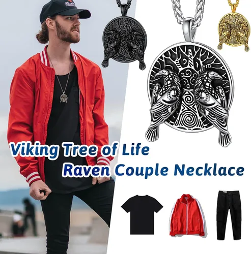 Vista 3 de FaithHeart Collar de cuervo vikingo nórdico para hombres y mujeres, joyería de cuervo celta vintage, se puede grabar, Acero inoxidable, Circonia